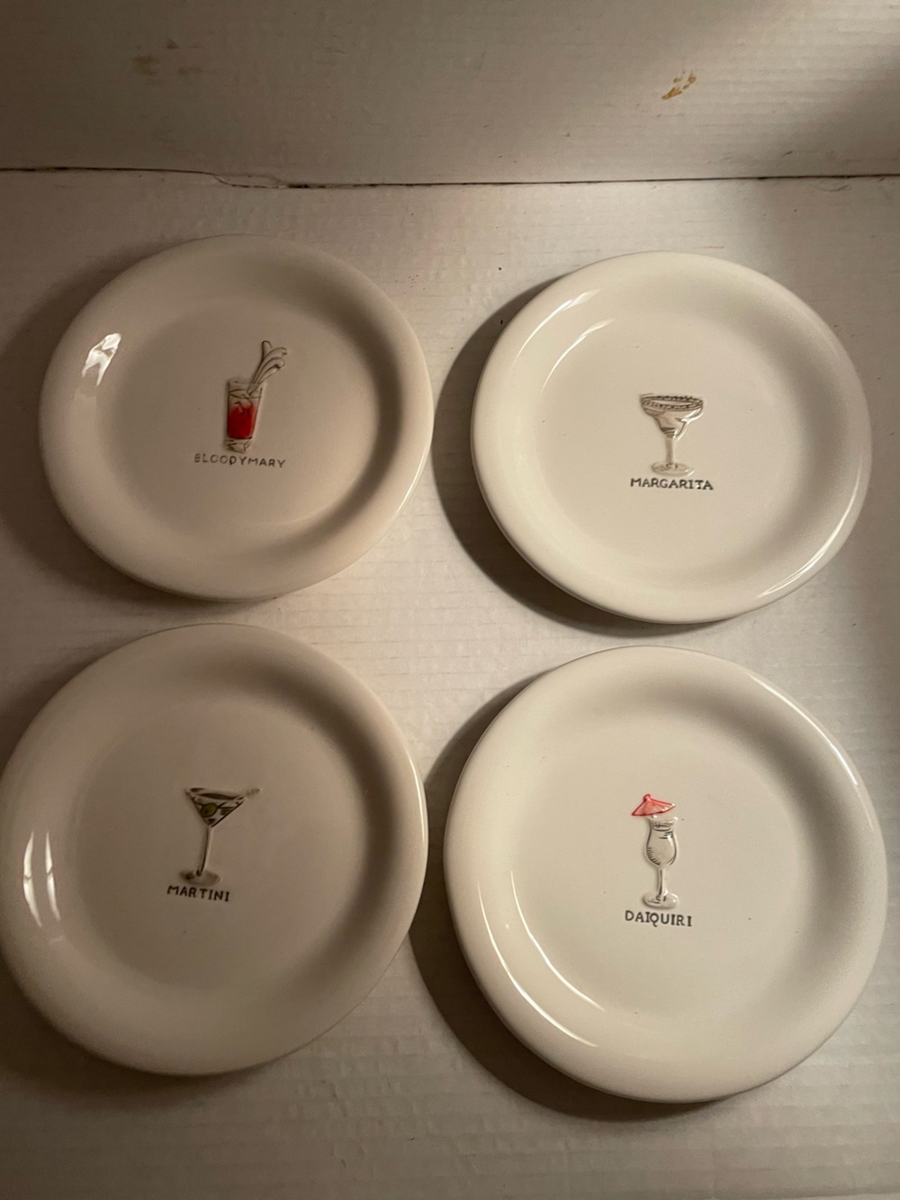 Pottery Barn Cocktail Appetizer Plates Set of 4 3D Image